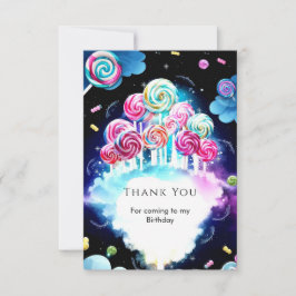 Cartão De Agradecimento Doce Aniversário Brilhante Candyland