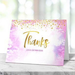Cartão De Agradecimento Doce Aniversário de 16 Anos em Dourado Rosa Glam G