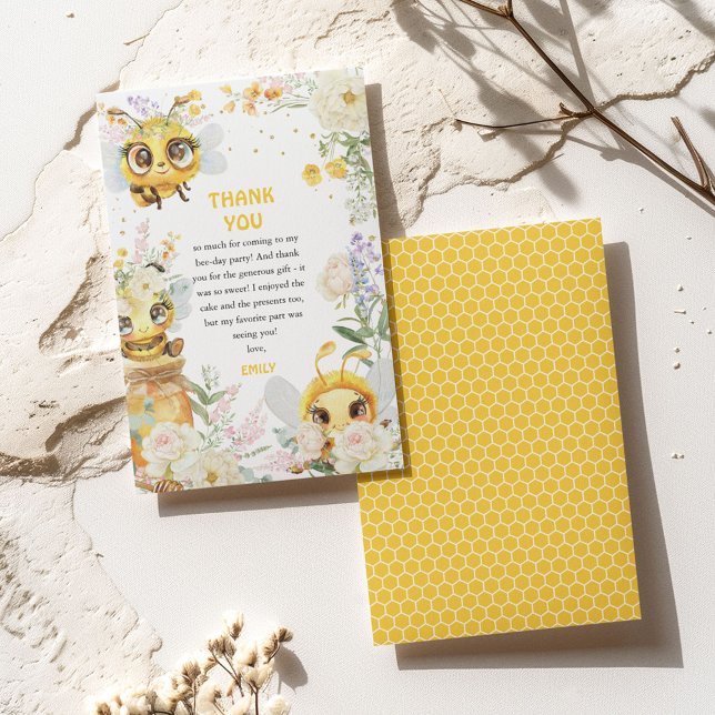Cartão De Agradecimento Doce ao Aniversário da Bee (Criador carregado)
