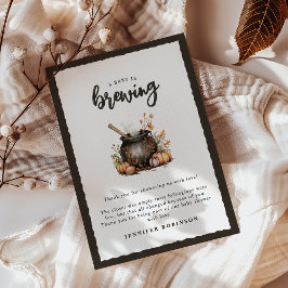 Cartão De Agradecimento Doce Bebê Está Cozinhando Chá de Bebê de Halloween