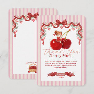 Cartão De Agradecimento Doce Cereja Rosa Coquette Aniversário Obrigada