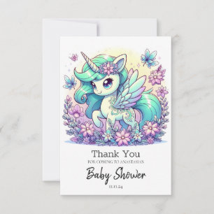 Cartão De Agradecimento Doce Chá de fraldas Unicorn