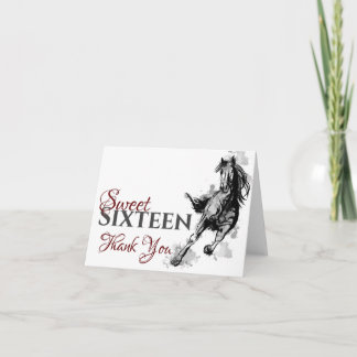 Cartão De Agradecimento Doce Dezesseis Galloping Horse Sketday