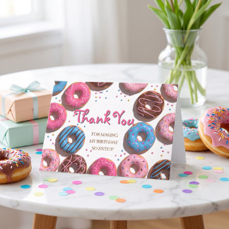 Cartão De Agradecimento Doce Donut Aniversário Obrigado Dobrado
