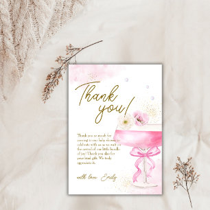 Cartão De Agradecimento Doce Floral Champanhe Brunch Chá de fraldas Borrac