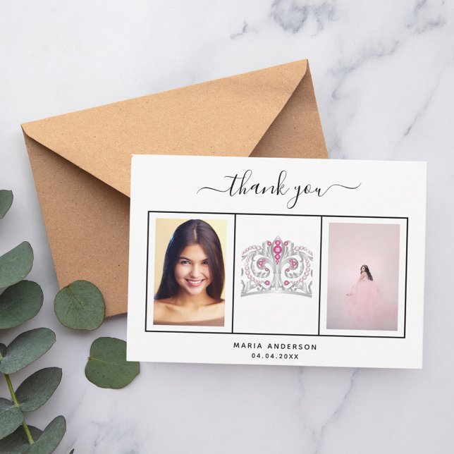 Cartão De Agradecimento Doce obrigado 16 que você personalizou preto branc (Criador carregado)