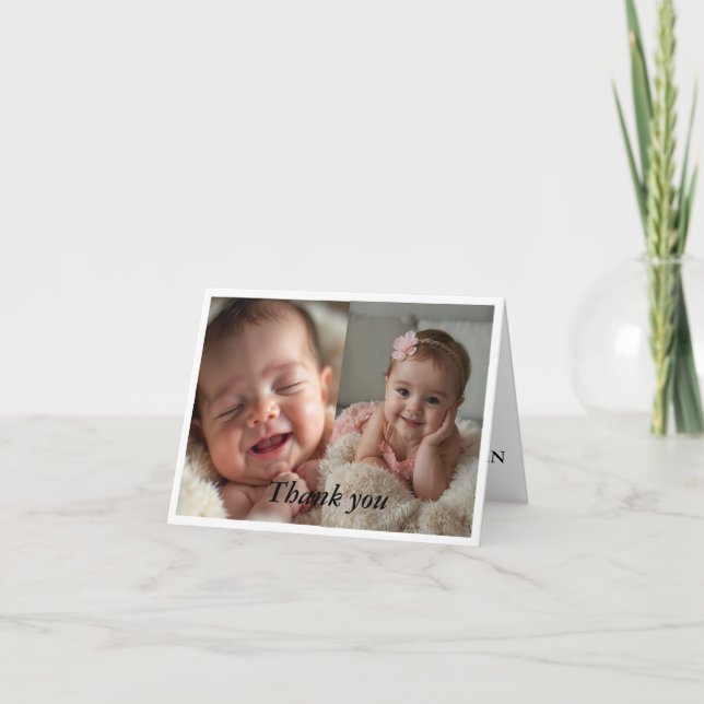 Cartão De Agradecimento Doce Obrigado para o marco do bebê" (Frente)