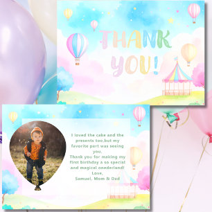 Cartão De Agradecimento Doce pastel onederland aquarela 1º Aniversário