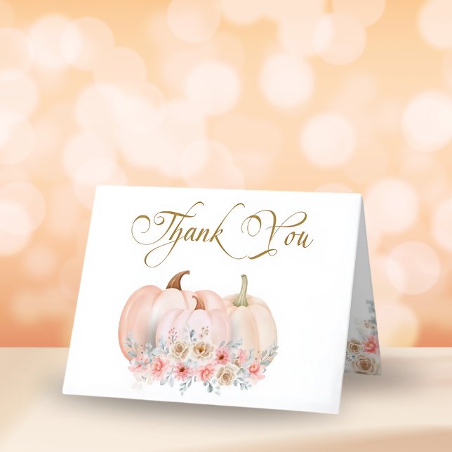 Cartão De Agradecimento Doce Pumpkin Floral Chá de fraldas (Criador carregado)