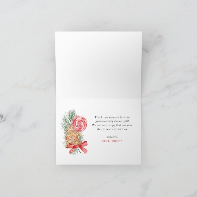 Cartão De Agradecimento Docinho Está A Caminho Chá de fraldas De Natal Obr (Interior)