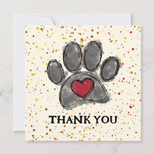 Cartão De Agradecimento Dog Lover Drawing Watercolor Paint Splatter (Frente)