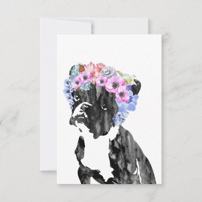 Cartão De Agradecimento Dog Lover French Bulldog And Flower (Frente)