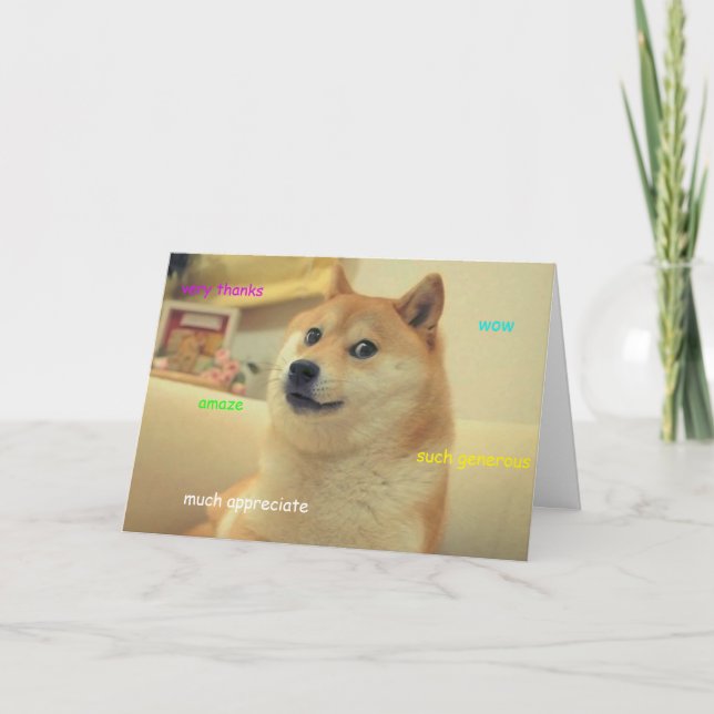 Cartão De Agradecimento doge thank you card (Frente)