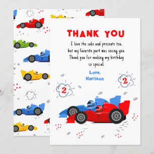 Cartão De Agradecimento Dois Carros De Corrida De segundo aniversário Rápi