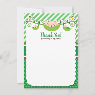Cartão De Agradecimento Dois Ervilhas Em Chá de fraldas De Nascimento