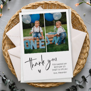 Cartão De Agradecimento Dois Fotos Aniversário Infantil