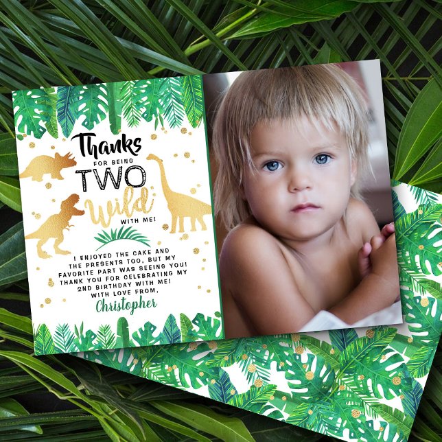 Cartão De Agradecimento Dois Meninos Selvagens Do Dinossauro Segunda Foto  (Criador carregado)