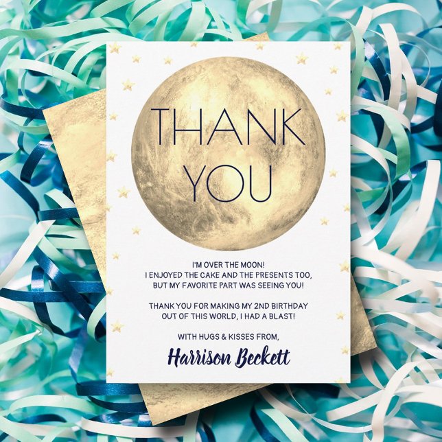 Cartão De Agradecimento Dois O segundo aniversário Da Lua (Criador carregado)