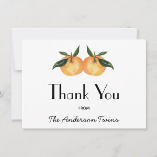 Cartão De Agradecimento Dois Pequenos Chás de fraldas Gêmeos Obrigado