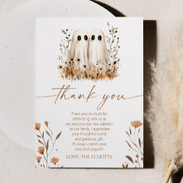 Cartão De Agradecimento Dois Pequenos Chás de fraldas Ghost Globe Gêmeos