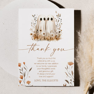 Cartão De Agradecimento Dois Pequenos Chás de fraldas Ghost Globe Gêmeos