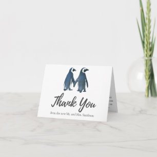 Cartão De Agradecimento Dois Pinguins Cortes Casamento Romântico Obrigad