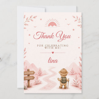 Cartão De Agradecimento Dois Rosas Selvagens Boho Aniversário
