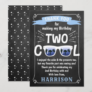 Cartão De Agradecimento Dois segundos aniversários Legal de Chalkboard Bo