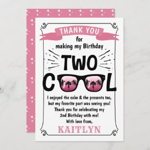 Cartão De Agradecimento Dois segundos aniversários Legal de Meninas