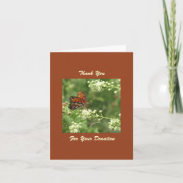 Cartão De Agradecimento Donação Memorial, Borboleta Laranja