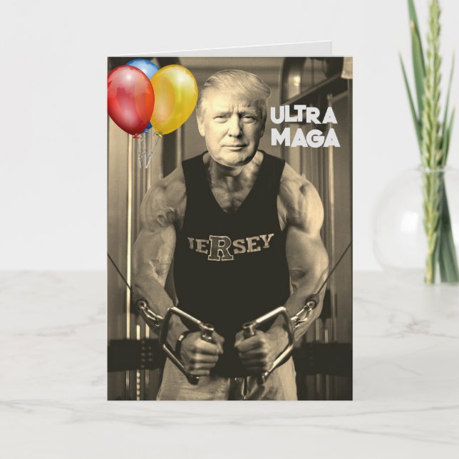CARTÃO DE AGRADECIMENTO DONALD TRUMP PUMPOED UP BIRTHDAY GREETING CARD (Frente)