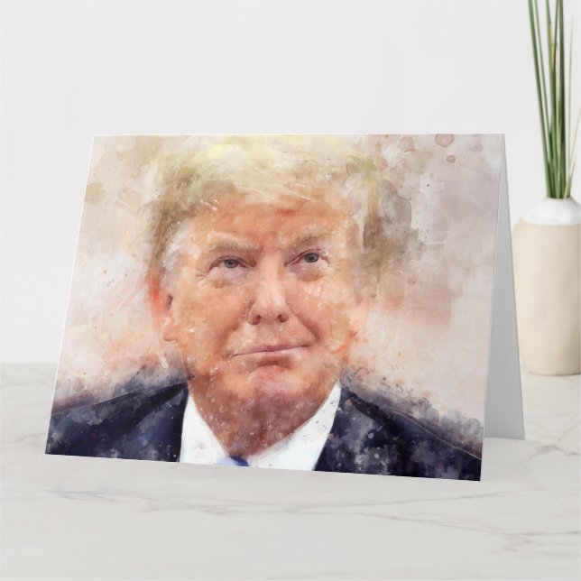 Cartão De Agradecimento Donald Trump sorridente retrato aquarela (Frente)