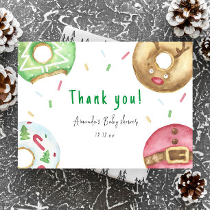 Cartão De Agradecimento Donuts de Natal Obrigada chá de bebê