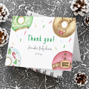 Cartão De Agradecimento Donuts de Natal Obrigado baby shower