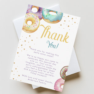 Cartão De Agradecimento Donuts Doces Festa de Aniversário de Qualquer Idad