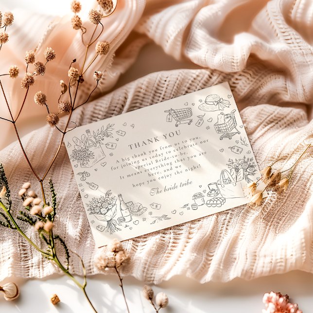 Cartão De Agradecimento Doodle Farm Market Bridal Shower (Criador carregado)