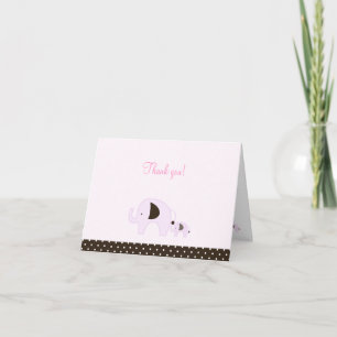 Cartão De Agradecimento Dottie Pink Elephant Dobrou Obrigado