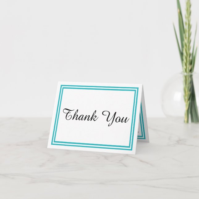 Cartão De Agradecimento Double Teal Trim - Thank You Card (Frente)
