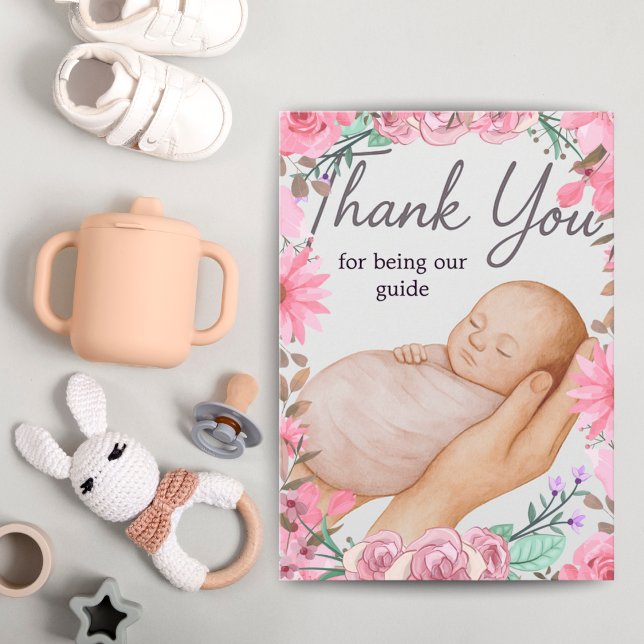 Cartão De Agradecimento Doula Appreciation Card | Labor Support Gift Pink (Criador carregado)