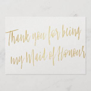 Cartão De Agradecimento Dourada Chic "Obrigado por ser minha madrinha de c