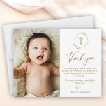 Cartão De Agradecimento Dourada cruz verde Wreath Baptism Foto Muito Obrig<br><div class="desc">Diga obrigado de graça usando o Cartões de agradecimentos de Foto do Batismo Dourado da Cruz Verde! Apresentando uma delicada coroa verde, cruz dourada e espaço para a foto do seu bebê, esta elegante design é perfeita para expressar gratidão aos entes queridos depois de um batismo. Um bem-estar apreciado por...</div>