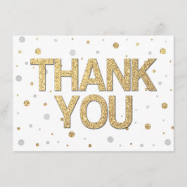 Cartão De Agradecimento Dourada Gliter Silver Foil Impressão Confetti Obri