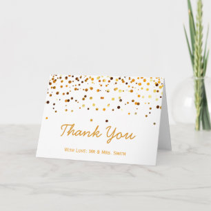 Cartão De Agradecimento Dourada Glitter Confetti Sparkles Obrigado