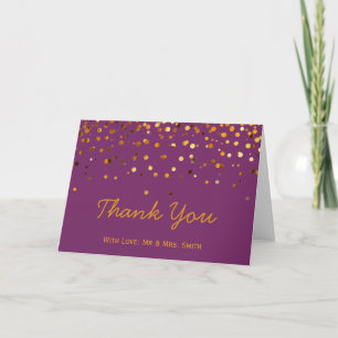 Cartão De Agradecimento Dourada Glitter Confetti Sparkles Purple Obrigado