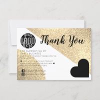 Dourada Glitter Geo Heart Logo Cliente Obrigado
