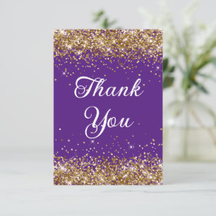 Cartão De Agradecimento Dourada Glitter Royal Purple aniversário de 40 ano