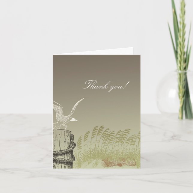 Cartão De Agradecimento Dourada Praia Obrigado (Frente)