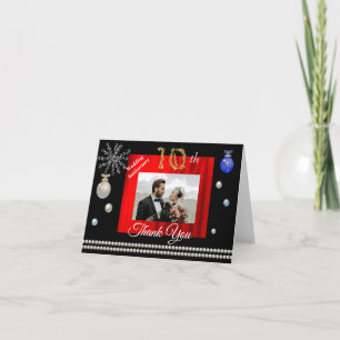 Cartão De Agradecimento Dourado Aniversário de Casamento do 10º Natal da G