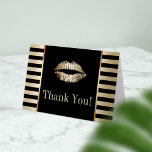 Cartão De Agradecimento Dourado Beijo Moderno Black & Dourado Strips Obrig<br><div class="desc">Dourado Beijo Negra Moderna e Dourada,  Obrigado Cartões.</div>