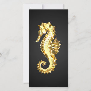 Cartão De Agradecimento Dourado Cavalo de Mar Poligonal